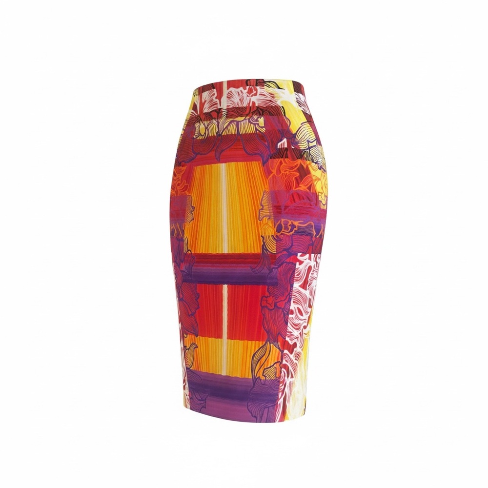 Peter Pilotto Abstract Multicolor Statement Pencil Skirt High Waist UK8 US4 - Picture 3 of 8